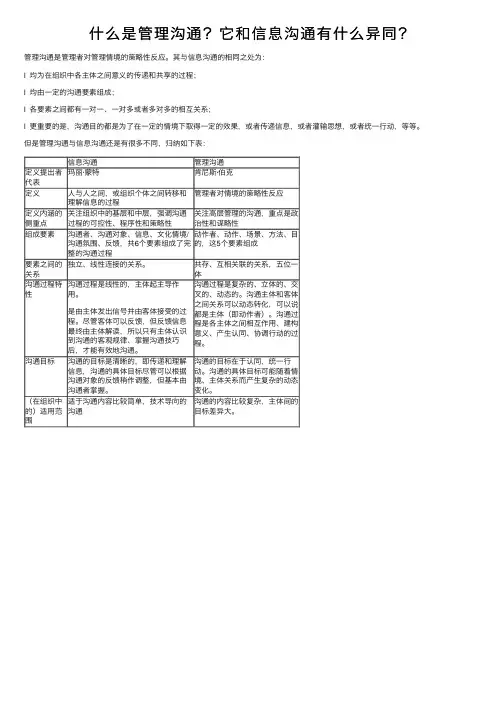 什么是管理沟通？它和信息沟通有什么异同？