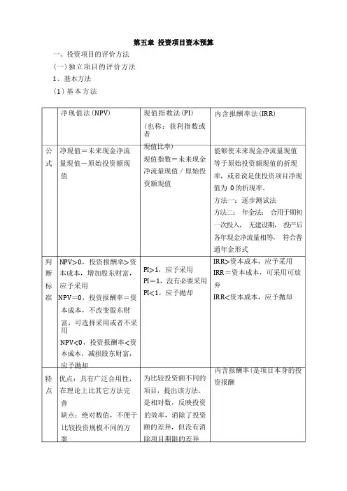 第五章 投资项目资本预算