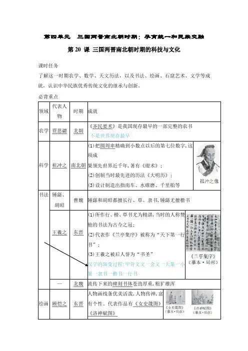 第20课   三国两晋南北朝时期的科技与文化