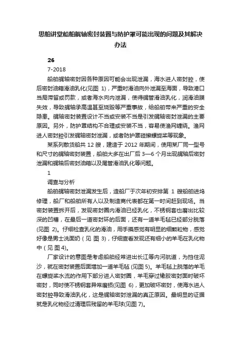 思舶讲堂船舶艉轴密封装置与防护罩可能出现的问题及其解决办法