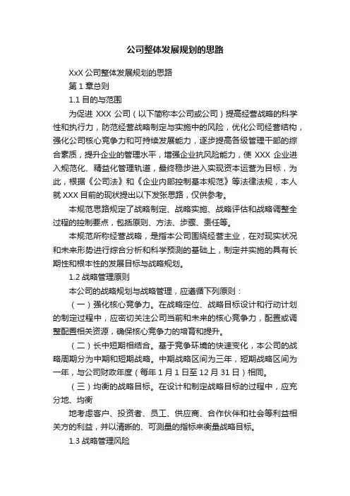 公司整体发展规划的思路