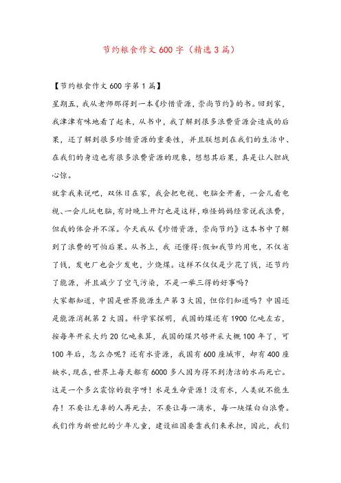 节约粮食作文600字(精选3篇)