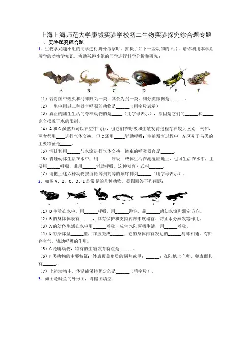 上海上海师范大学康城实验学校初二生物实验探究综合题专题