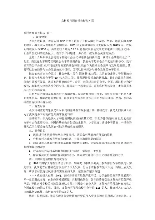农村教育调查报告精彩4篇