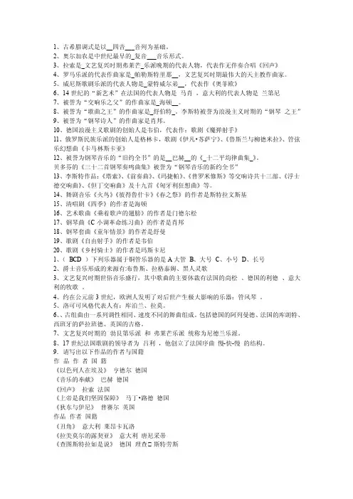 音乐基本能力知识