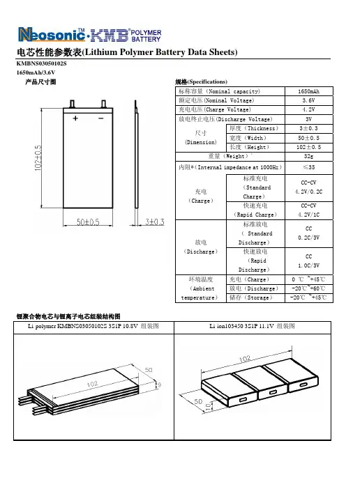 电芯性能参数表