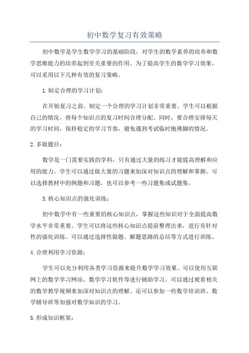 初中数学复习有效策略