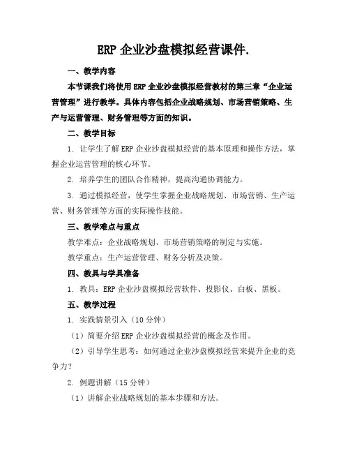ERP企业沙盘模拟经营课件.