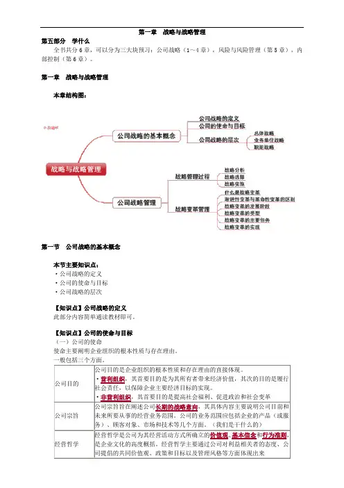 2018年注会--公司战略与风险管理1
