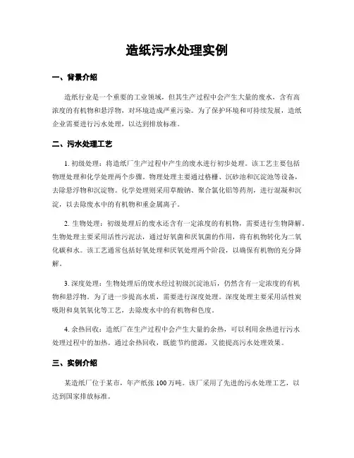 造纸污水处理实例