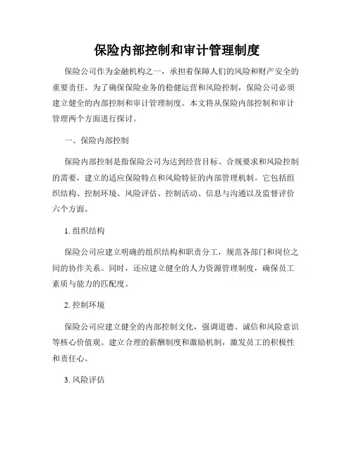 保险内部控制和审计管理制度