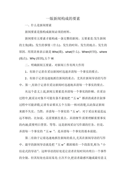 一版新闻构成的要素