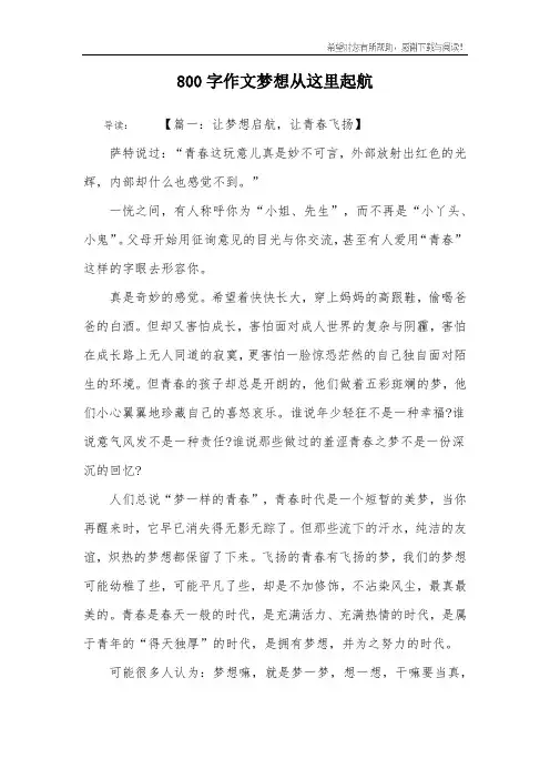 800字作文梦想从这里起航