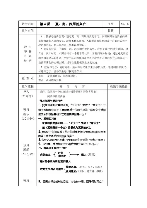 夏、商、西周的兴亡(教案)