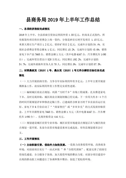 最新-县商务局2019年上半年工作总结001 精品