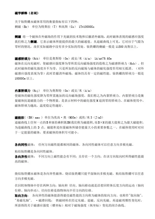 磁学名词解释及各种磁性材料讲结