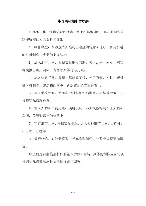 沙盘模型制作方法