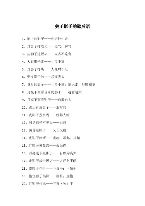 关于影子的歇后语