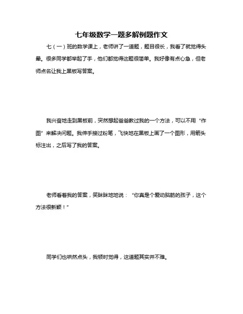七年级数学一题多解例题作文