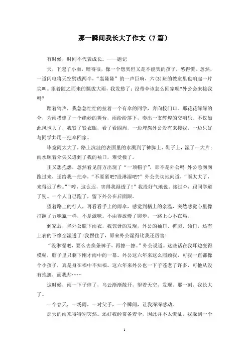 那一瞬间我长大了作文(7篇)