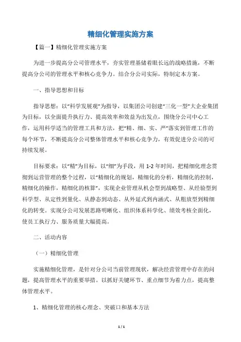 精细化管理实施方案