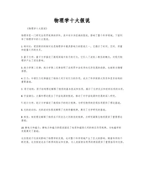 物理学十大假说