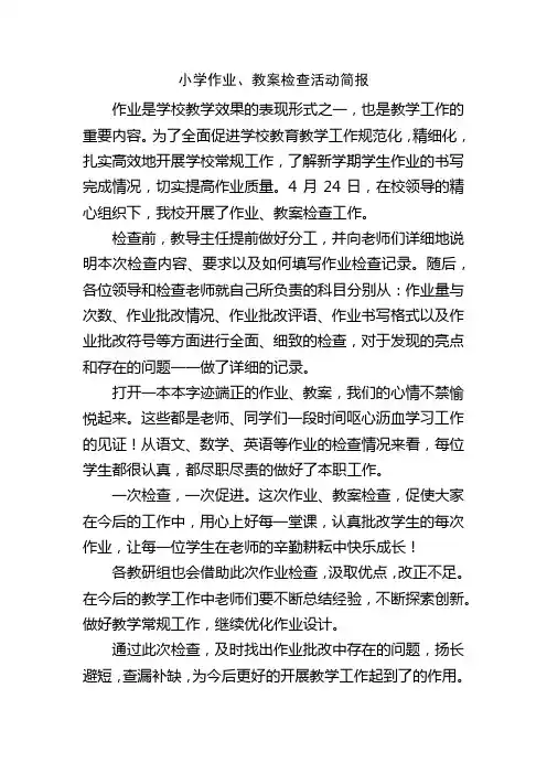 小学作业、教案检查活动简报