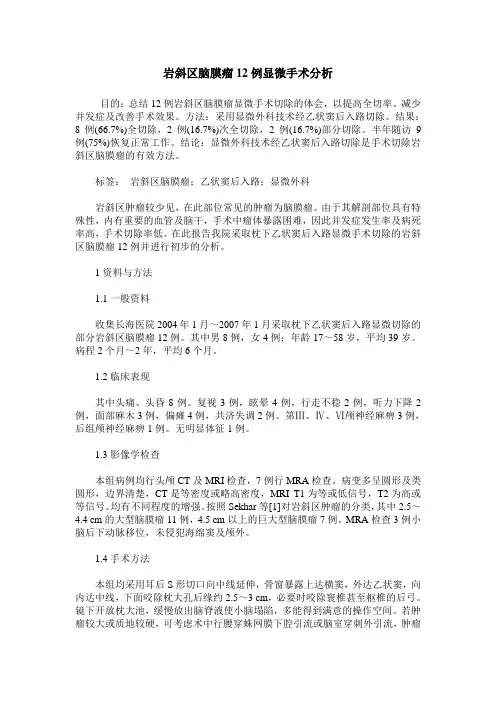 岩斜区脑膜瘤12例显微手术分析