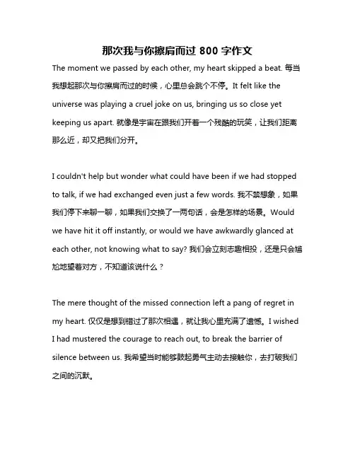 那次我与你擦肩而过 800字作文