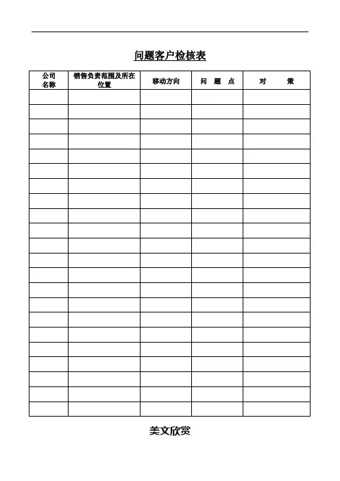 问题客户检核表