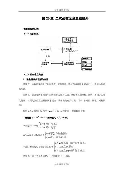 人教版-数学-九年级下册-第二十六章 二次函数全章总结提升