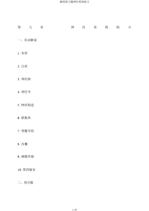 解剖复习题神经系统练习