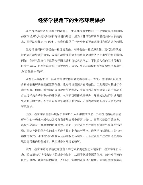 经济学视角下的生态环境保护