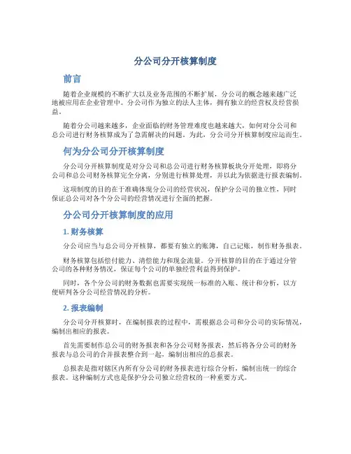分公司分开核算制度