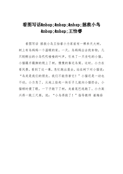 小学二年级作文：看图写话拯救小鸟王怡睿7