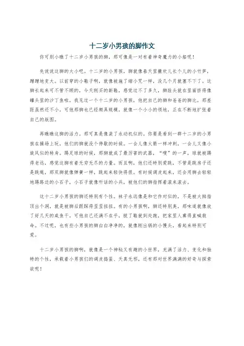 十二岁小男孩的脚作文