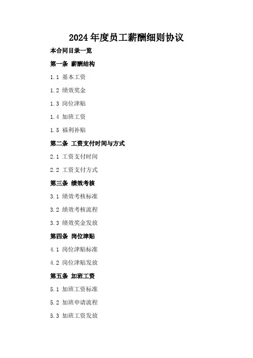 2024年度员工薪酬细则协议