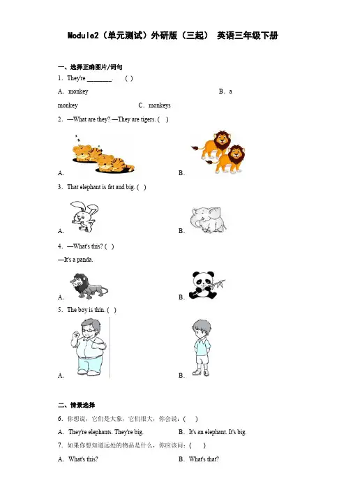 Module2(单元测试)外研版(三起) 英语三年级下册