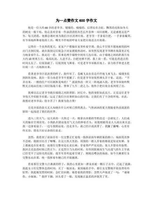 为…点赞作文600字作文