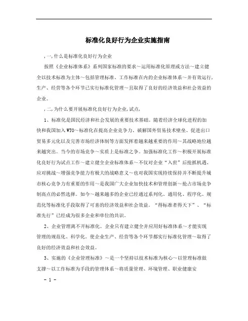 标准化良好行为企业实施指南
