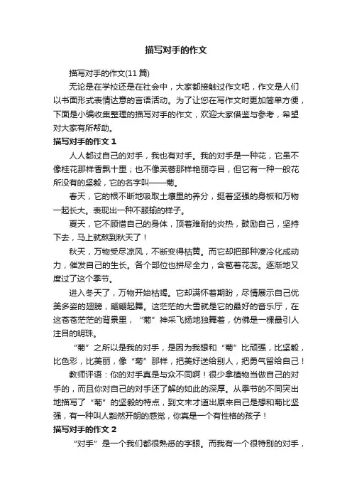 描写对手的作文（11篇）