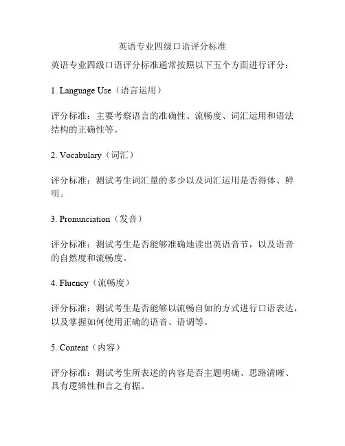 英语专业四级口语评分标准