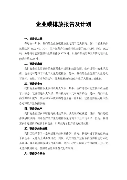 企业碳排放报告及计划