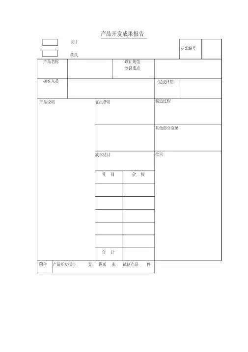 产品开发成果报告