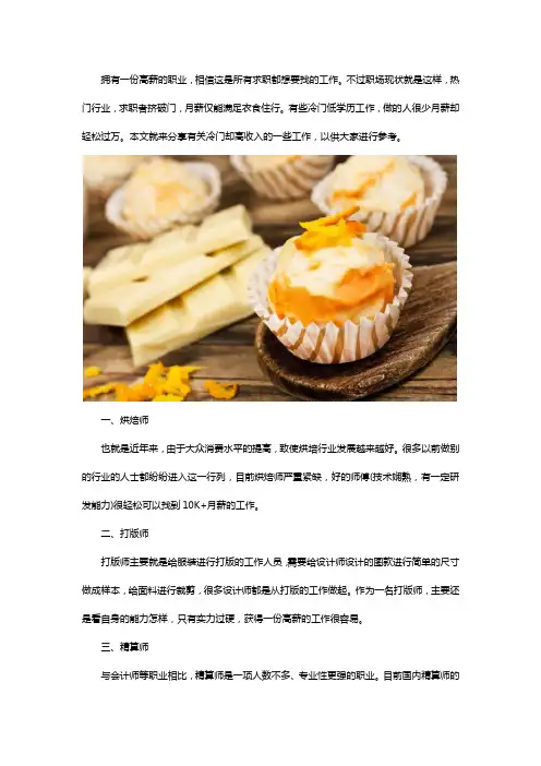 冷门而且高收入工作有哪些