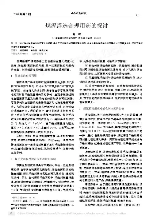 煤泥浮选合理用药的探讨