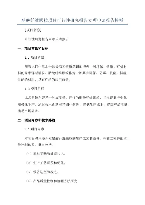 醋酸纤维颗粒项目可行性研究报告立项申请报告模板