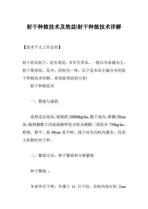 射干种植技术及效益-射干种植技术详解