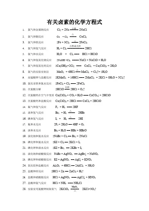 有关卤素的化学方程式