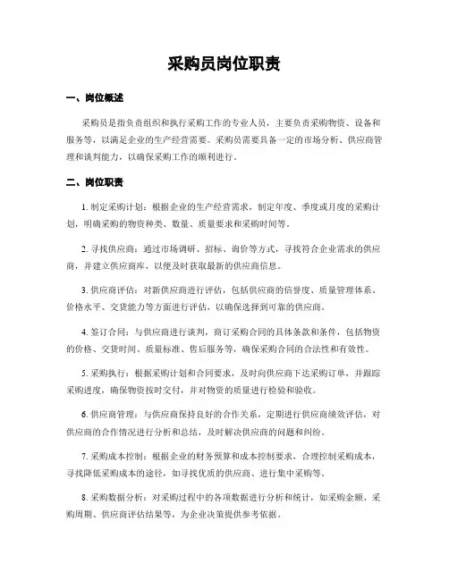 采购员岗位职责